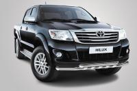 Toyota Hilux (12–) Защита переднего бампера с декоративными элементами 76/76 мм двойная