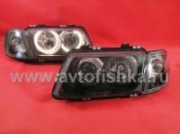 Audi A3 (96-02) фары передние черные со светящимися ободками, комплект с поворотниками лев. и прав.