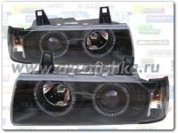 BMW 3 E36 2 дв. купе фары передние черные, со светящимися ободками, комплект 2 шт.