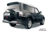 Защита заднего бампера Arbori d76+d42 двойная черная MITSUBISHI PAJERO IV 2006-