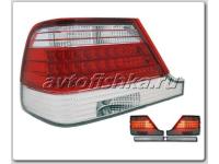 Mercedes S W140 (92-99) фонари задние светодиодные красно-хромированные, с центральным молдингом, комплект 2 шт.
