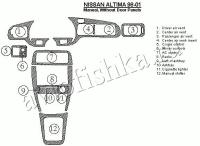 Декоративные накладки салона Nissan Altima 1998-2001 ручной, без дверных панелей,12 элементов.