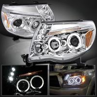 Toyota Tacoma (05-12) фары передние линзовые хромированные, с ангельскими глазками