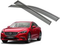 Mazda 6 (12–/15–) Дефлекторы боковых окон с хромированным молдингом, OEM стиль