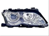 BMW 3 E46 (01-04) седан фары передние линзовые хромированные, со светящимися ободками, с мотором электрокорректора, комплект 2 шт.