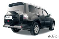 Защита заднего бампера "уголки" Arbori d76+d42 двойные черные MITSUBISHI PAJERO IV 2006-