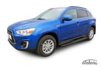 Комплект защиты штатных порогов алюминиевый профиль Arbori "Optima Black" 1700 черная MITSUBISHI ASX 2014-