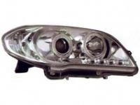 Toyota Vios, Saluna (06-08) Taiwan type фары передние линзовые хромированные со светящимися ободками и светодиодной подсветкой, комплект 2 шт.