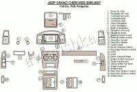 Декоративные накладки салона Jeep Grand Cherokee 2005-2007 полный набор, с навигацией