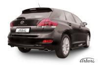 Защита заднего бампера Arbori d57+d57 двойная радиусная черная TOYOTA VENZA 2012-