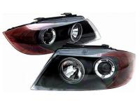 BMW 3 E90 (05-) 4 дв. фары передние линзовые черные, со светящимися ободками CCFL, комплект лев.+прав.