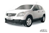Защита переднего бампера Arbori d57+d42 двойная короткая черная NISSAN QASHQAI 2007-2009