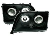 Mercedes S W140 (92-99) фары передние линзовые черные, комплект 2 шт.