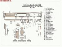 Toyota Hiace (10-) декоративные накладки под дерево или карбон (отделка салона),  cупер делюкc набор накладок, длиная база (wagon DX) , правый руль