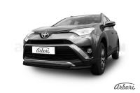 Защита переднего бампера Arbori d57+d42 двойная черная TOYOTA RAV-4 2015-