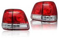 Toyota Land Cruiser 100 (98-07) задние фонари светодиодные красно-белые, дизайн Land Cruiser 200, комплект лев.+прав.