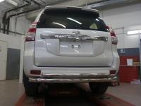 Toyota Land Cruiser Prado (09–/13–) Защита заднего бампера двойная d 76/60 мм, нерж.
