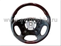 Mercedes ML W163 руль кожаный спортивный анатомический, отделка - черная кожа с темным деревом орех, дизайн AMG