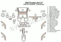 Декоративные накладки салона Jeep Wrangler 2011-н.в. АКПП.