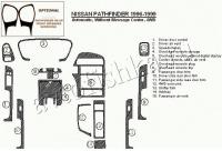 Декоративные накладки салона Nissan Pathfinder 1996-1999 АКПП, без Message Center, 4WD, 15 элементов.