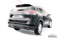 Защита заднего бампера "уголки" Arbori d57 черные NISSAN X-TRAIL 2015-
