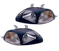 Honda Civic (96-98) 2, 3, 4 дв. фары передние черно-хромированные, комплект 2 шт.