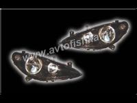 Peugeot 307 (01-05) фары передние линзовые черные, со светящимися ободками, с электрокорректором, комплект 2 шт.