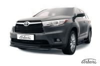 Защита переднего бампера Arbori d57+d42 двойная радиусная черная TOYOTA HIGHLANDER 2014-