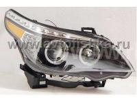 BMW 5 series E60 (03-07) фары передние черные со светящимися ободками, линзовые светодиодные с желтыми рефлекторами