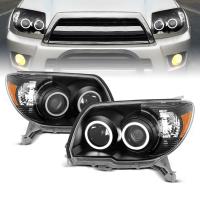Toyota 4Runner (2006-2009) передние фары чёрные с ангельскими глазками