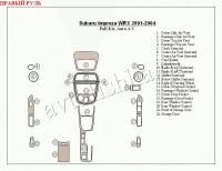 Subaru Impreza WRX (01-04) декоративные накладки под дерево или карбон (отделка салона), полный набор, автоматичеcкий климат контроль , правый руль
