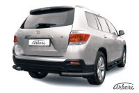 Защита заднего бампера "уголки" Arbori d76 черные TOYOTA HIGHLANDER 2010-2014