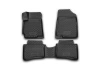 Hyundai Solaris (14–16) Коврики 3D в салон, 4 шт. (полиуретан), чёрные (хэтчбек,седан)