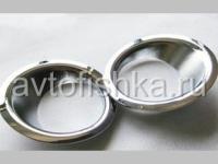 Nissan X-Trail T31 (2007-2012) хромированные накладки на противотуманные фонари - катафоты заднего бампера, комплект 2 шт.