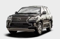 Lexus LX (12–) Защита переднего бампера труба 60/60/42 мм тройная