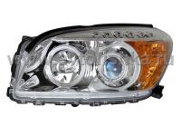 Toyota RAV4 (06-08) фары передние линзовые хромированные, со светящимися ободками и светодиодной подсветкой, желтый рефлектор, комплект 2 шт.