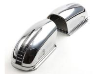 Mercedes W220, W215 хромированные корпуса боковых зеркал, со светодиодными поворотниками и подсветкой Welcome, дизайн SL-class, комплект 2 шт.