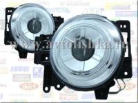 Toyota FJ Cruiser (07-) фары передние линзовые, со светящимися ободками, хромированные, комплект 2 шт.