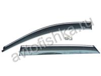 Hyundai Santa Fe (2012-) дефлекторы боковых окон темные, ветровики с хромированным молдинга, комплект 4 шт.