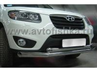 Hyundai Santa Fe 2 (09-) защита переднего бампера, труба 76 мм/63