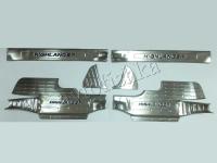 Toyota Highlander (14–) Накладки на дверные пороги, цвет логотипа - чёрный, 6 частей, нерж.