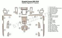 Декоративные накладки салона Hyundai Sonata 2009-2010 полный набор, авто A/C Control
