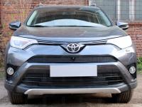 Toyota RAV4 (15–) Защита радиатора Premium, чёрная, верх (с камерой)