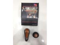 Toyota Land Cruiser Prado 120 (2002-2009) ручки на рычаги переключения передач АКПП, светлое дерево - черная кожа, с хромом, комплект 2 шт.