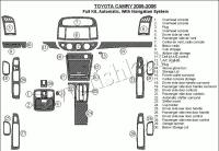Декоративные накладки салона Toyota Camry 2005-2006 полный набор, Автоматическая коробка передач, с навигацией система, без OEM