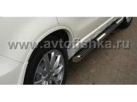 Honda CR-V (10-) пороги боковые, труба 70 мм с накладками