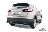 Защита заднего бампера "уголки" Arbori d76 черные NISSAN QASHQAI 2014-