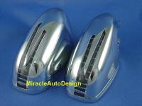 Mercedes W219, W221 (05-09) корпуса боковых зеркал полностью хромированные, с поворотниками "СТРЕЛА" и подсветкой Welcome, комплект 2 шт.