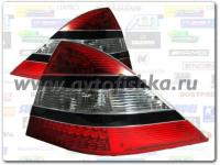 Mercedes S W220 (98-) фонари задние светодиодные красно-хромированные с черными молдингами, комплект 2 шт.