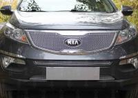 Kia Sportage (10–/14–) Защита радиатора Optimal, хром, середина